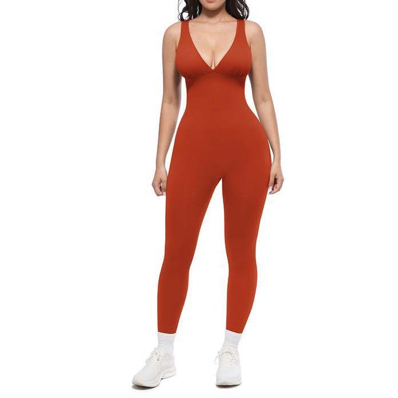 Deep V Shapewear with Chest Support Breathable High-Waisted Tummy Control Jumpsuit