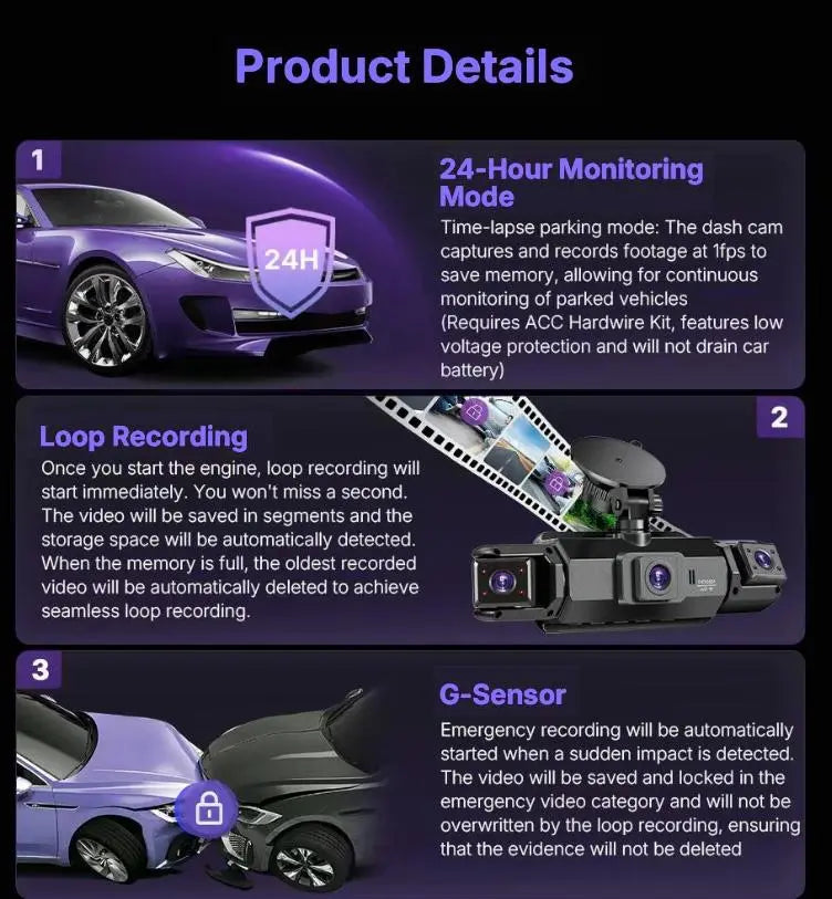 ⏳Limited-time 50% off⏰4-Lens 360° View Car Dash Cam🚗📹