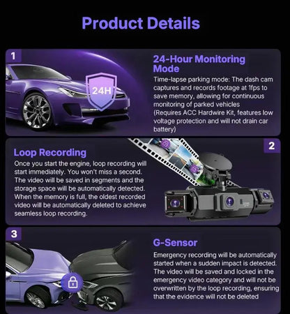 ⏳Limited-time 50% off⏰4-Lens 360° View Car Dash Cam🚗📹