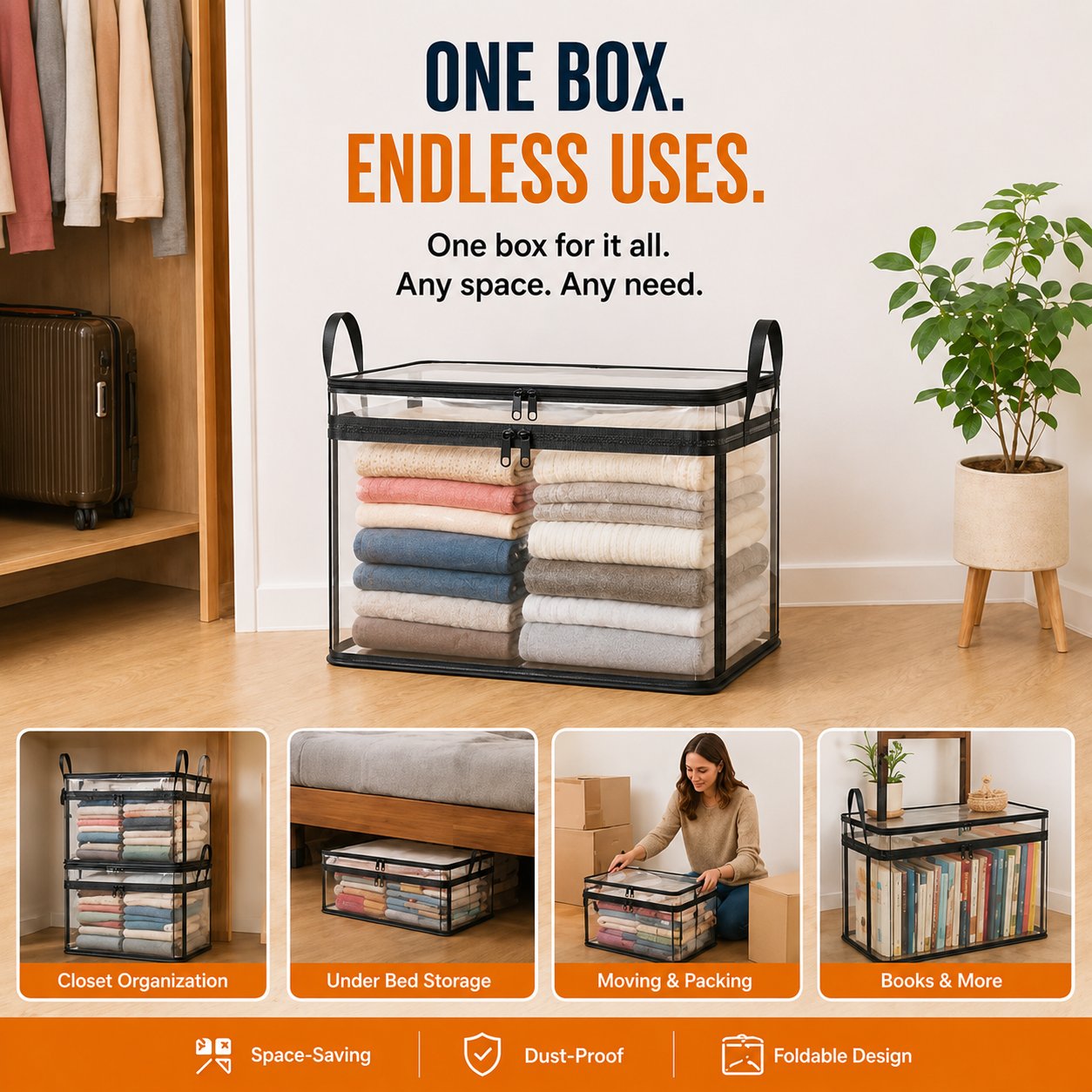 HomeVault Large Clear Storage Bag