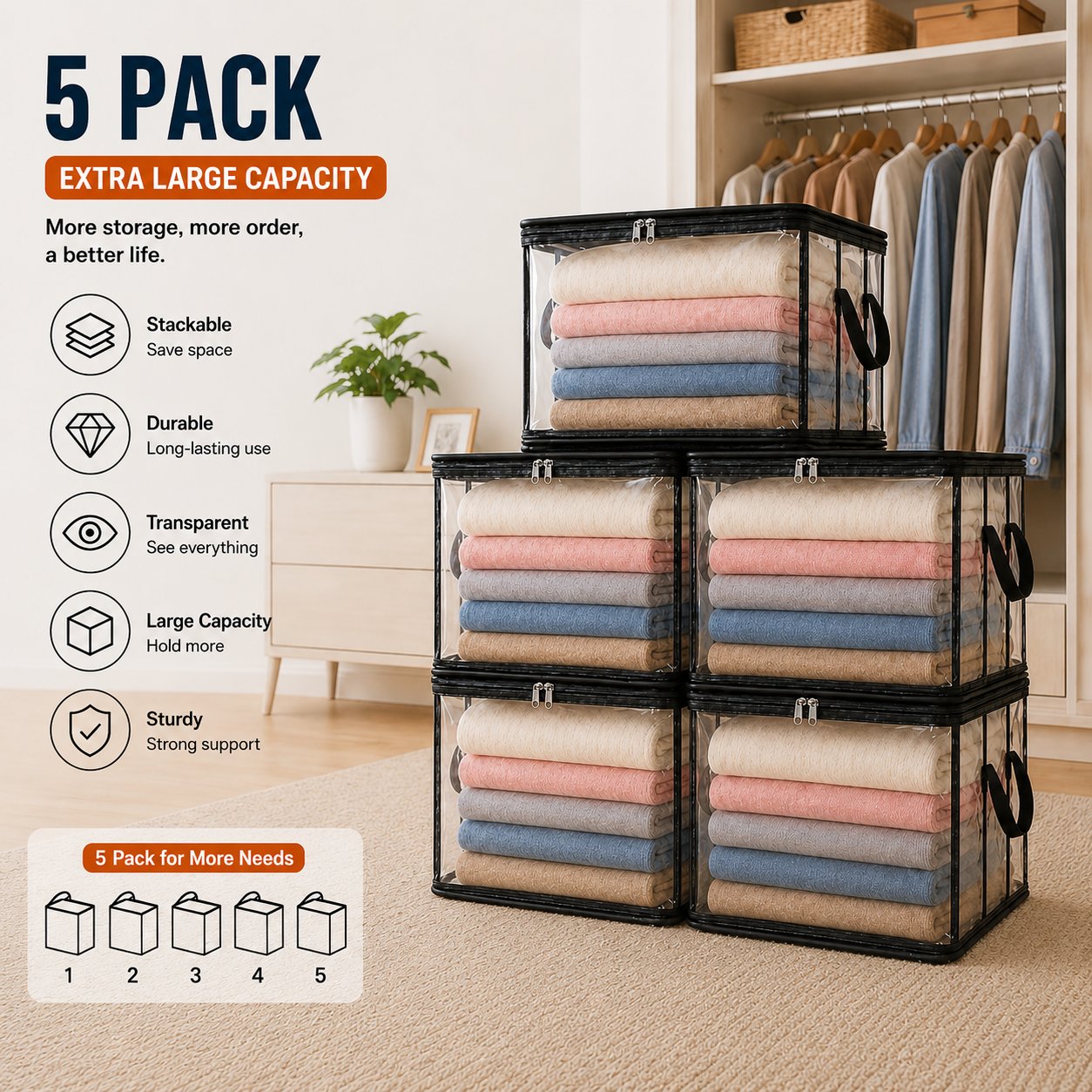 HomeVault Large Clear Storage Bag