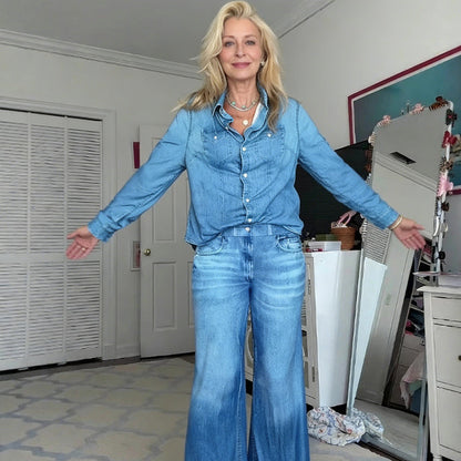 2026 New Year Special Offer 💕Women’s Faux Denim Pajama 2-Piece Set