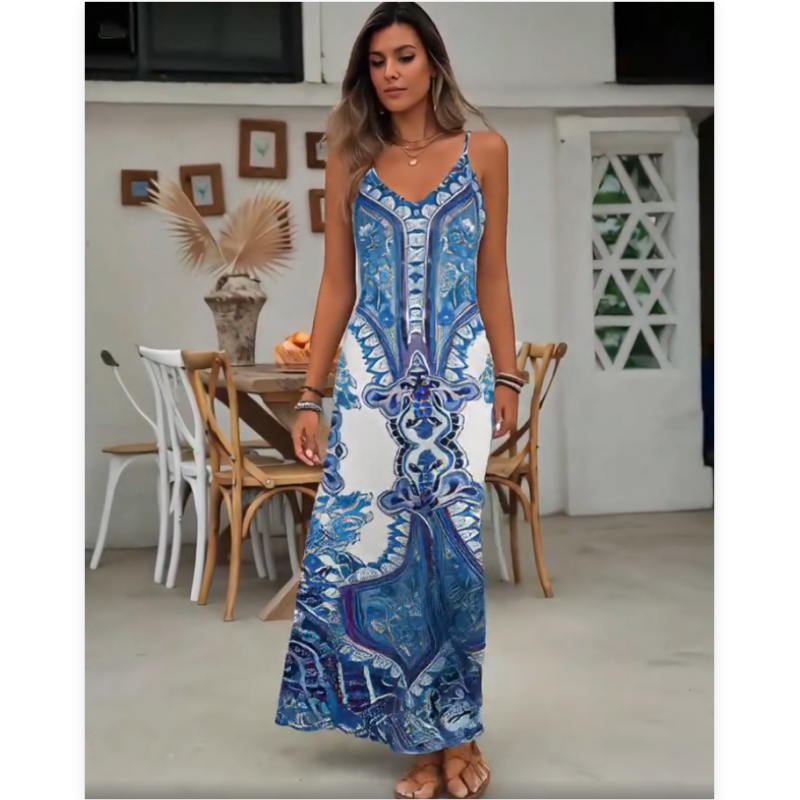 👗 60% OFF NOW! 💃 Women‘s Retro Print V-Neck Maxi Dress✨