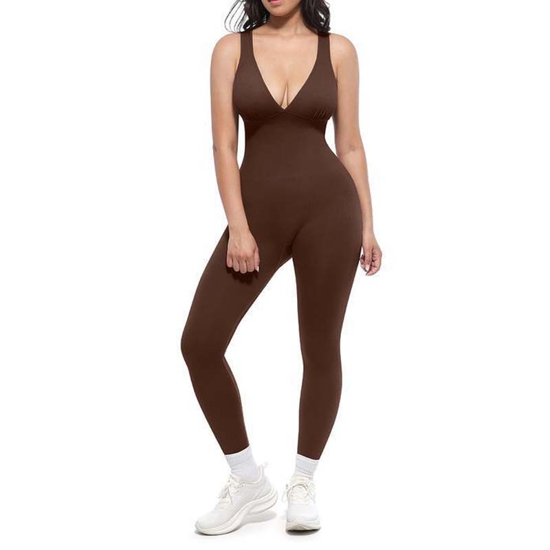 Deep V Shapewear with Chest Support Breathable High-Waisted Tummy Control Jumpsuit