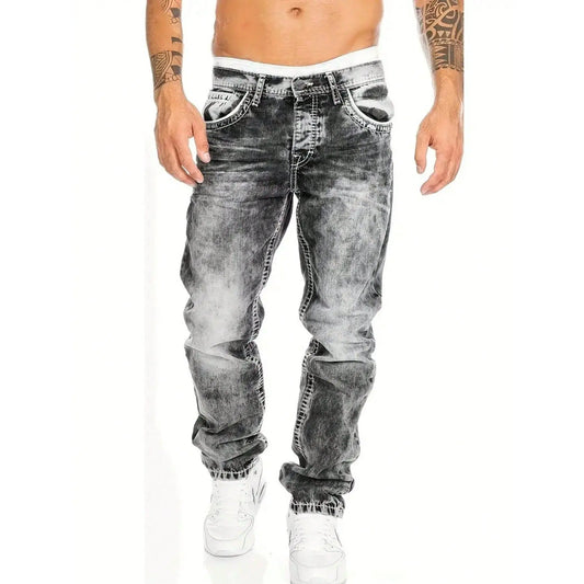 🔥 Men's Fashion Creative Stretch Denim Jeans – Minimalist Style, Perfect for Summer & Emo-Inspired Look 💙
