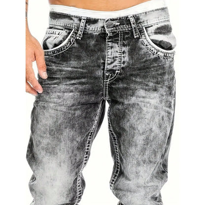 🔥 Men's Fashion Creative Stretch Denim Jeans – Minimalist Style, Perfect for Summer & Emo-Inspired Look 💙