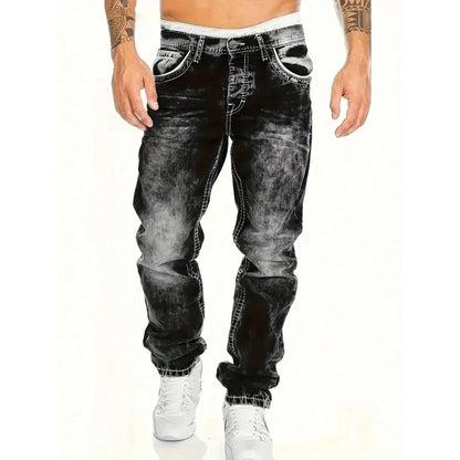 🔥 Men's Fashion Creative Stretch Denim Jeans – Minimalist Style, Perfect for Summer & Emo-Inspired Look 💙