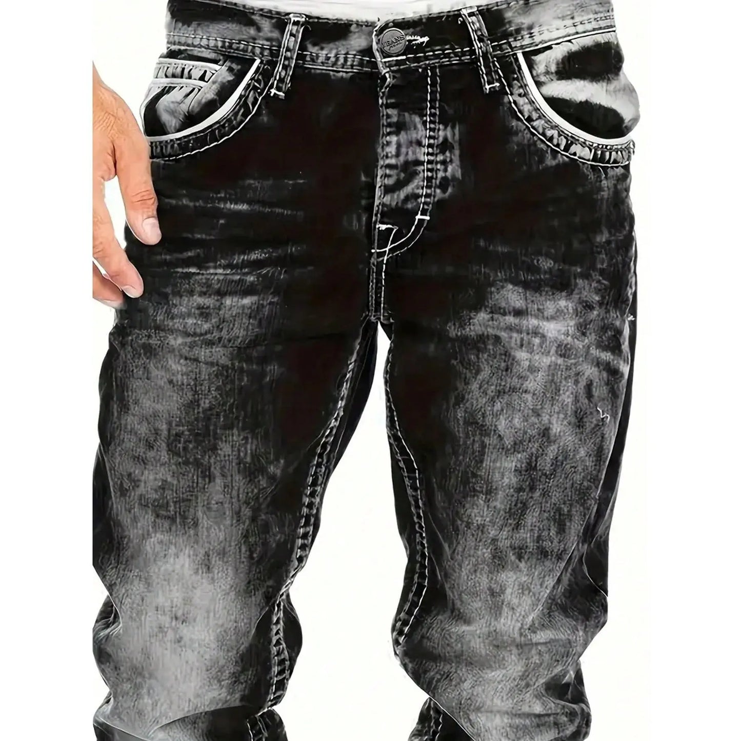 🔥 Men's Fashion Creative Stretch Denim Jeans – Minimalist Style, Perfect for Summer & Emo-Inspired Look 💙